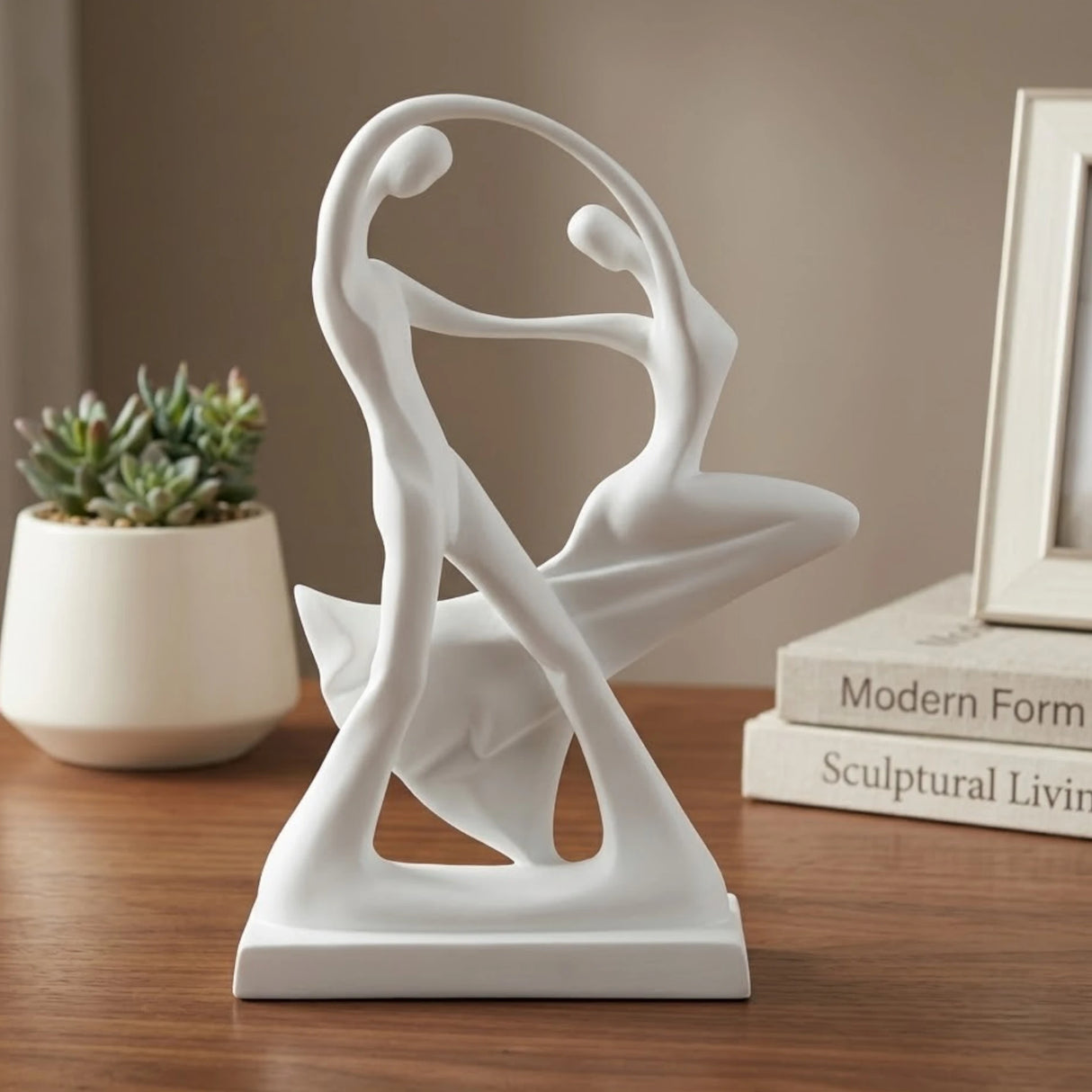 statue dancing couple white 12"x7" china
