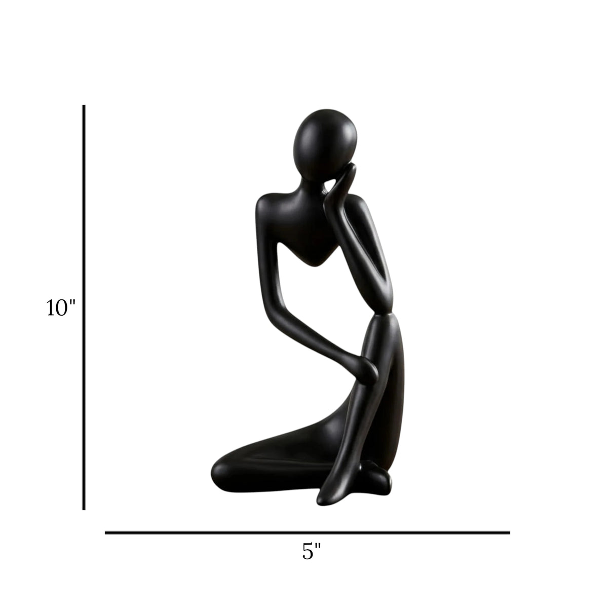 statue deep thinker 1hand on face black 10''x5'' china