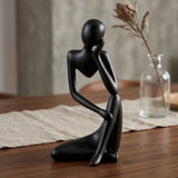 statue deep thinker 1hand on face black 10''x5'' china