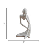 statue deep thinker 1hand on face white 10''x5'' china