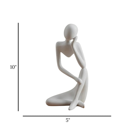 statue deep thinker 1hand on face white 10''x5'' china