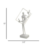 statue lady & metal frame white 13''x3.5'' china