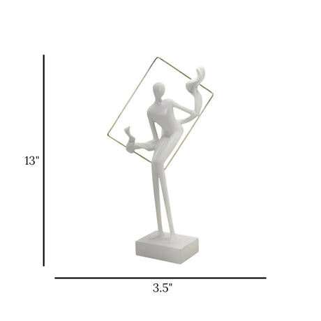 statue lady & metal frame white 13''x3.5'' china