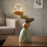 sculpture abstract stone & crystal ball multi 11.5''x3.5'' china