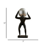 statue man holding sphere black & silver 13''x5'' china