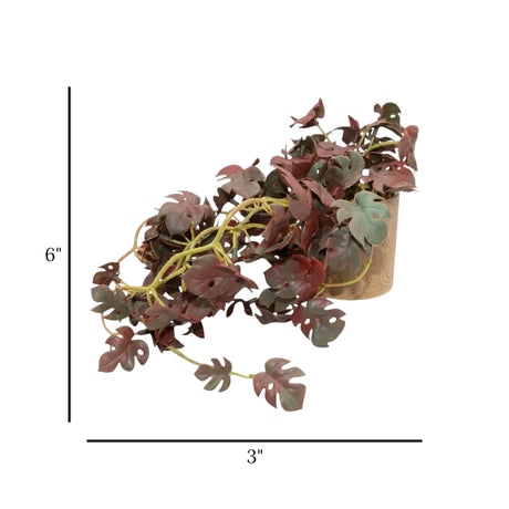 flower pot ceramic brown monstera 6x3 china