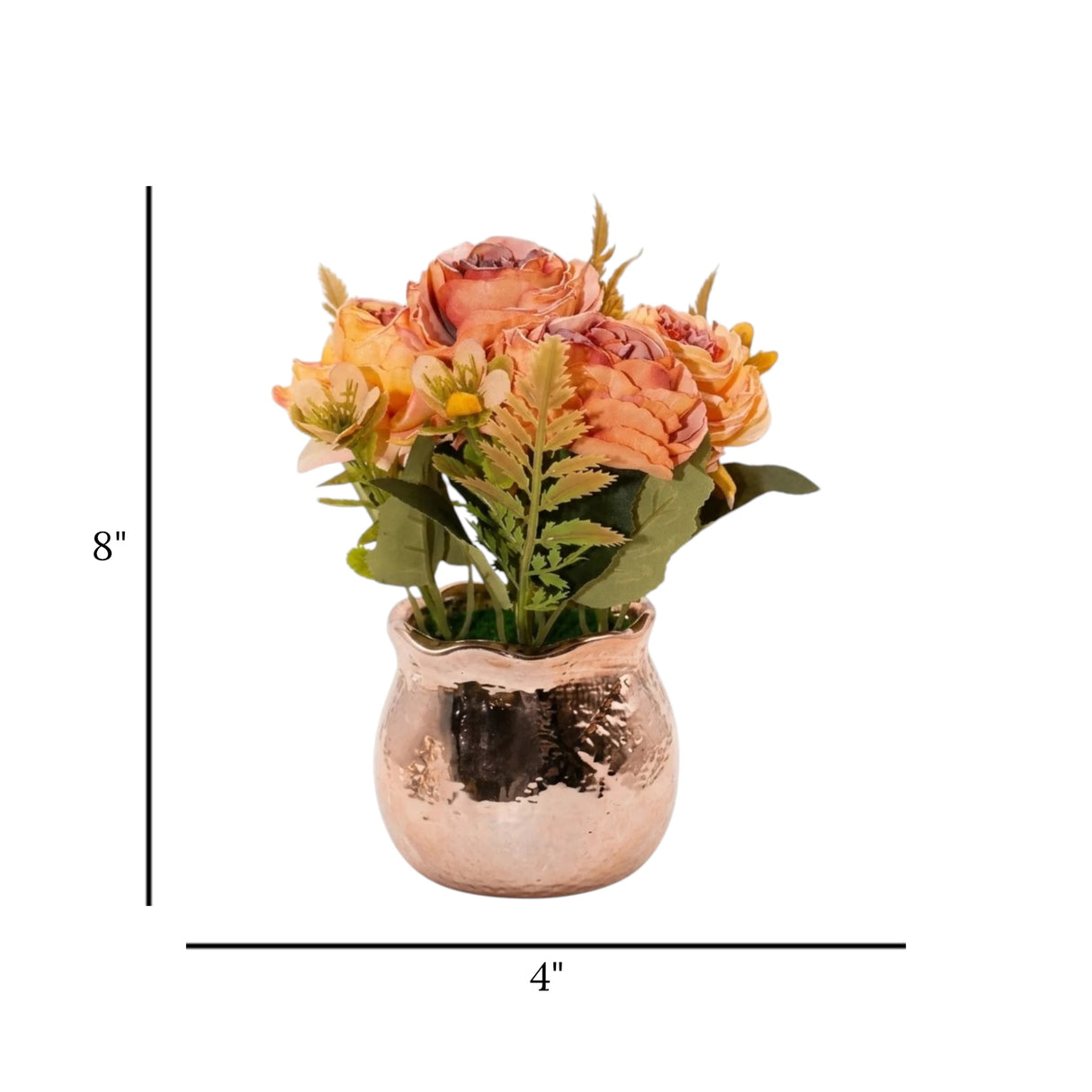 flower pot ceramic 2tone orange peony 8x4 china
