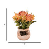 flower pot ceramic 2tone orange peony 8x4 china