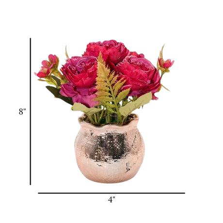 flower pot ceramic dark pink peony 8x4 china