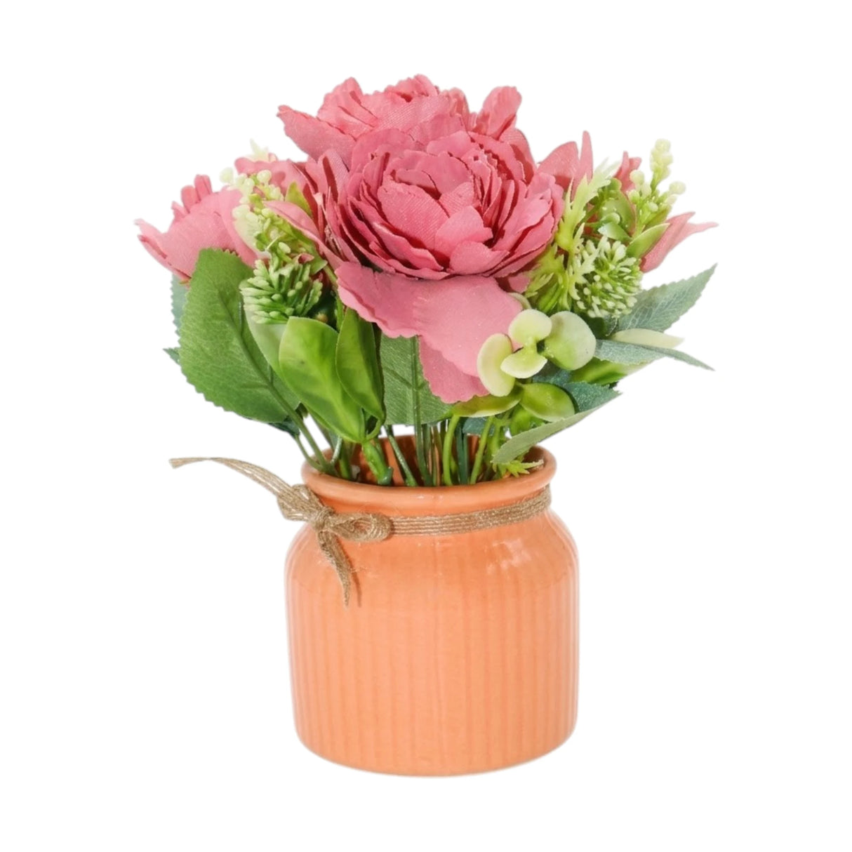 flower pot ceramic pink silk peony 9x4 china