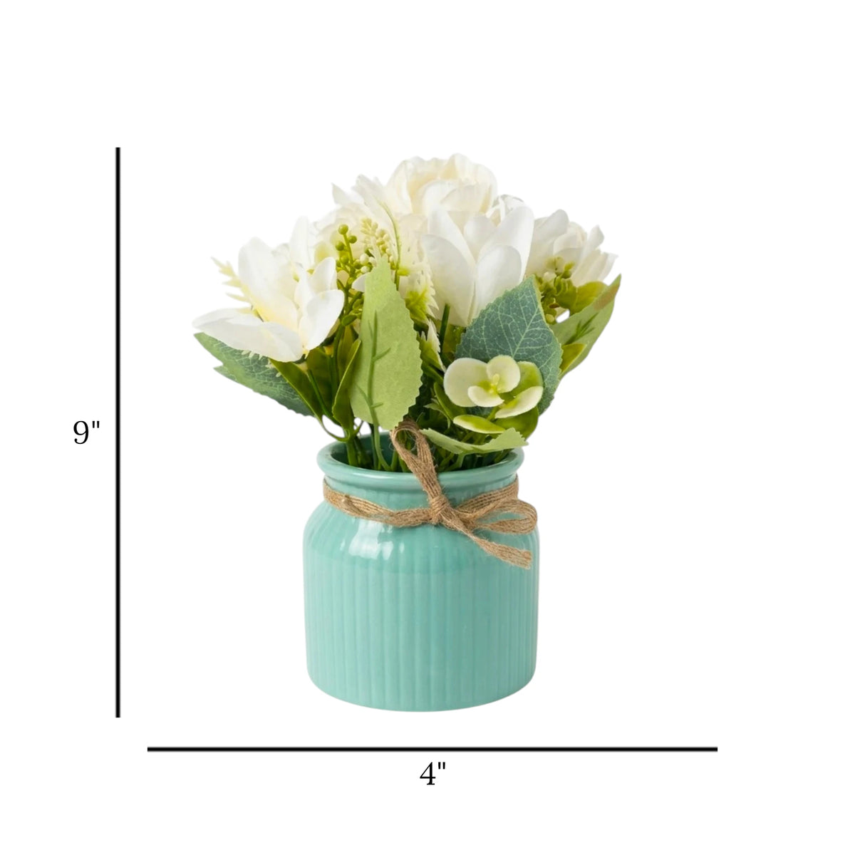 flower pot ceramic white silk peony 9x4 china