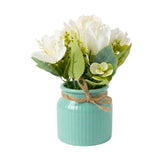 flower pot ceramic white silk peony 9x4 china