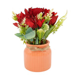 flower pot ceramic red silk peony 9x4 china