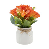 flower pot ceramic orange silk peony 9x4 china