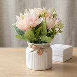 flower pot ceramic light pink silk peony 9x4 china