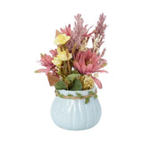 flower pot purple & yellow seeds floral 9x4 china