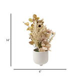 flower pot dried ceramic peach & green  14''x4'' china