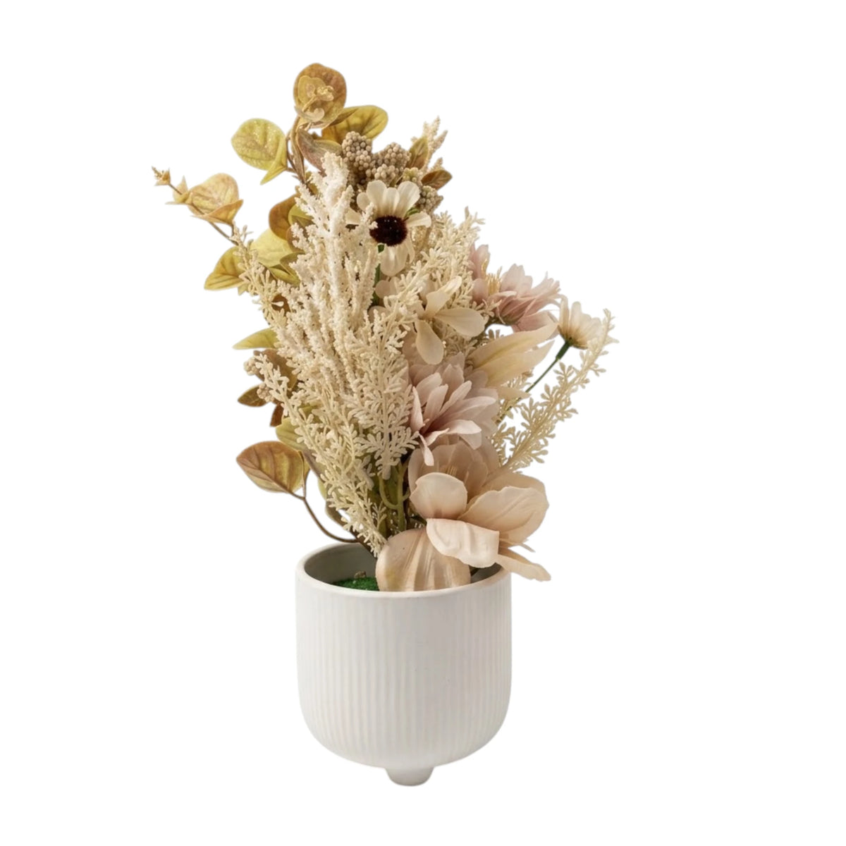 flower pot dried ceramic peach & green  14''x4'' china