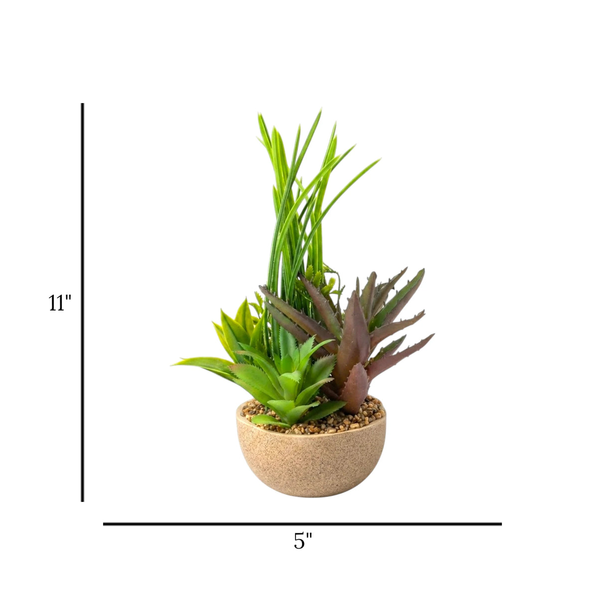 flower pot ceramic aloe-vera & foliage grass 11x5 china