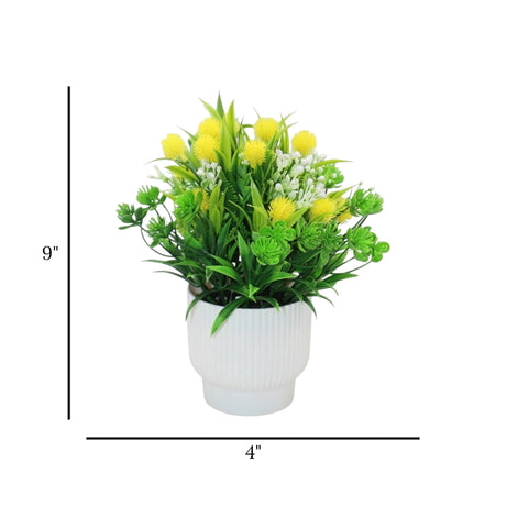 flower pot plastic yellow mums 9''x4'' china