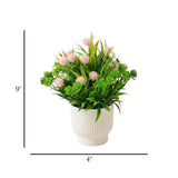 flower pot plastic pink mums 9''x4'' china