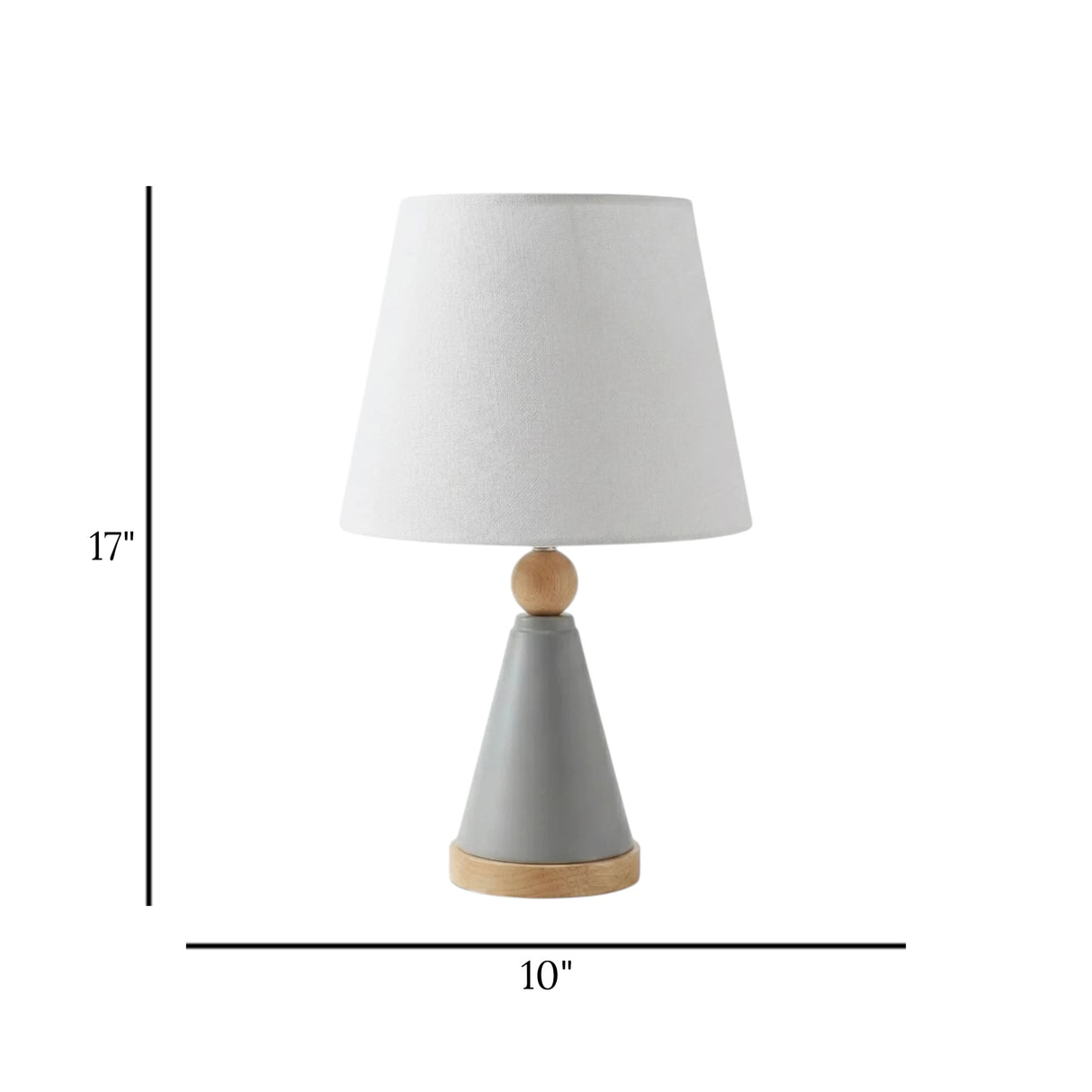 metal table lamp cone white 17''x10'' china