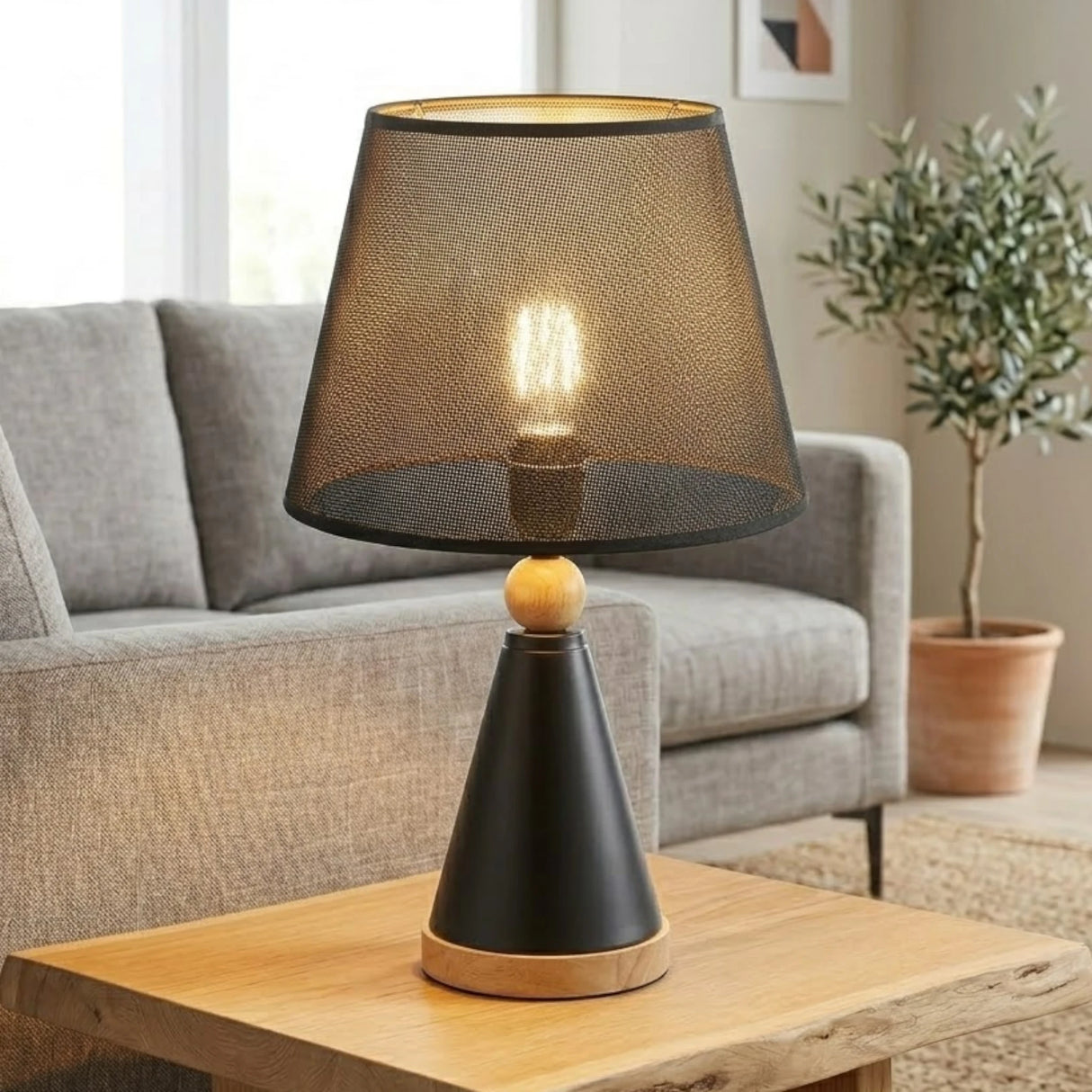 metal table lamp cone black 17''x10'' china