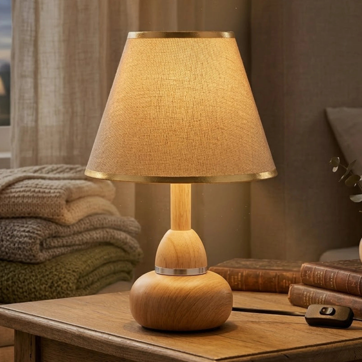 wooden table lamp cream 14''x9'' china