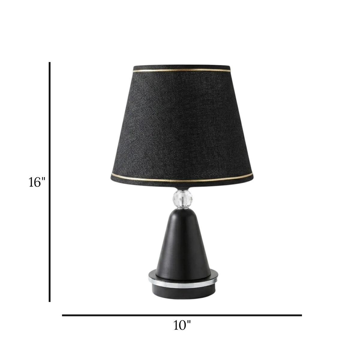 metal table lamp & crystal black 16''x10'' china