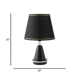 metal table lamp & crystal black 16''x10'' china