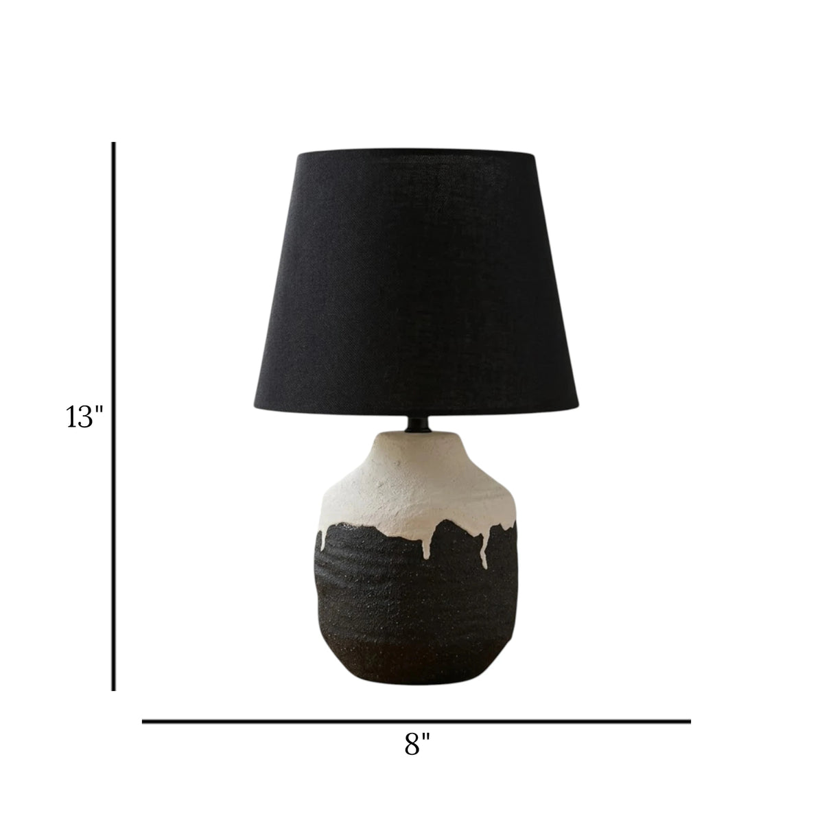 ceramic table lamp black & white 13''x8'' china