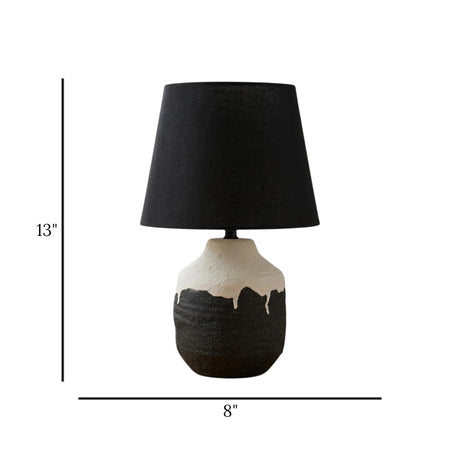 ceramic table lamp black & white 13''x8'' china