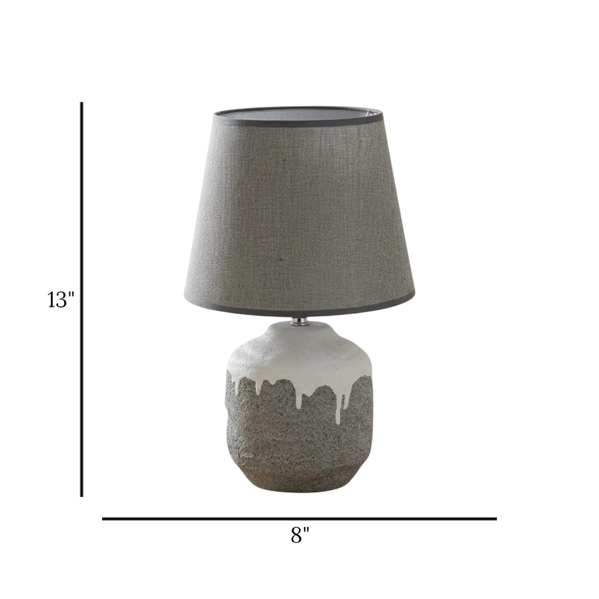 ceramic table lamp grey & white 13''x8'' china