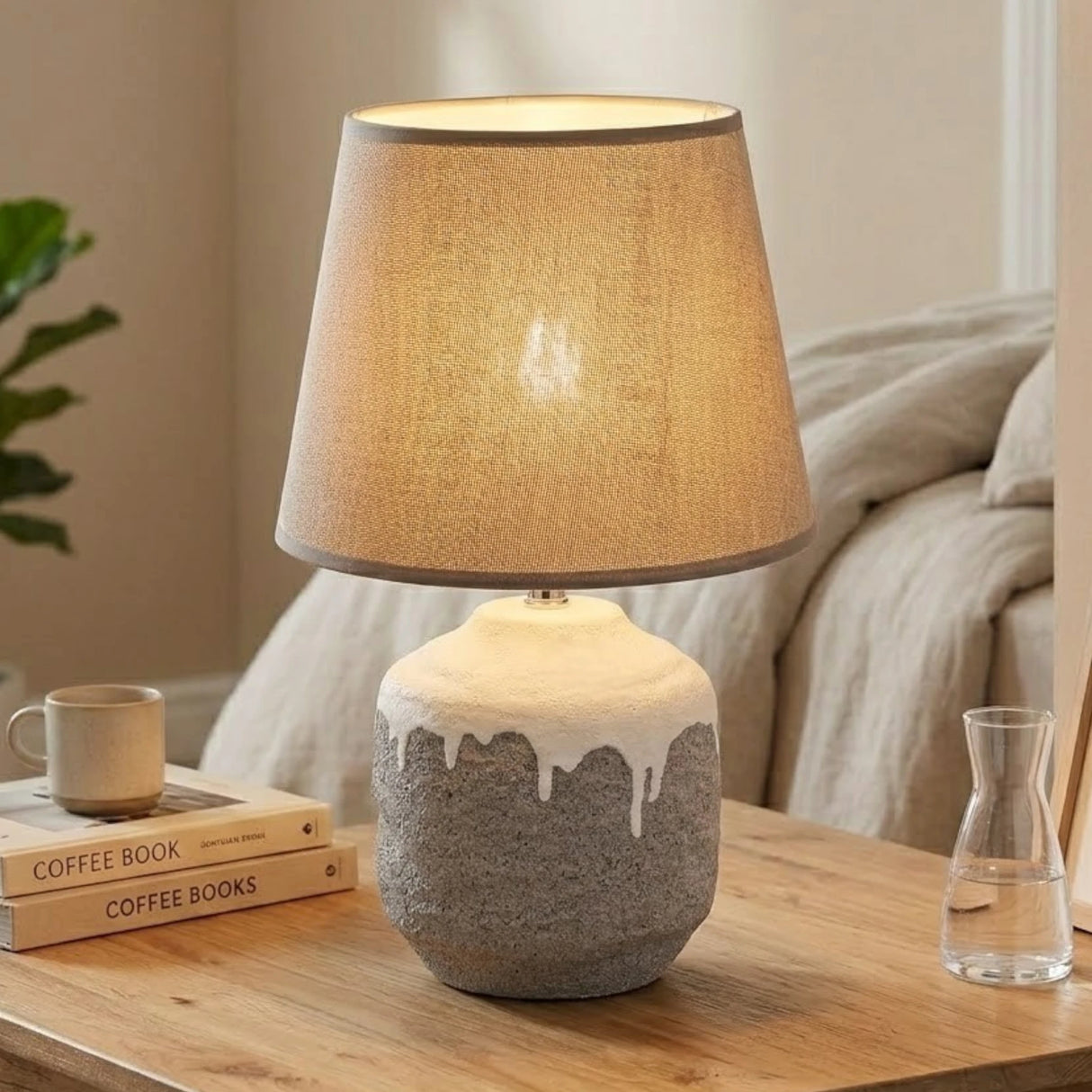 ceramic table lamp grey & white 13''x8'' china