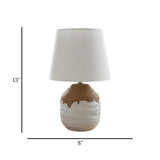 ceramic table lamp white & brown 13''x8'' china