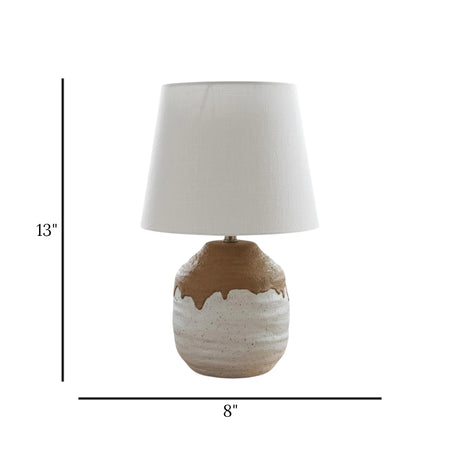 ceramic table lamp white & brown 13''x8'' china