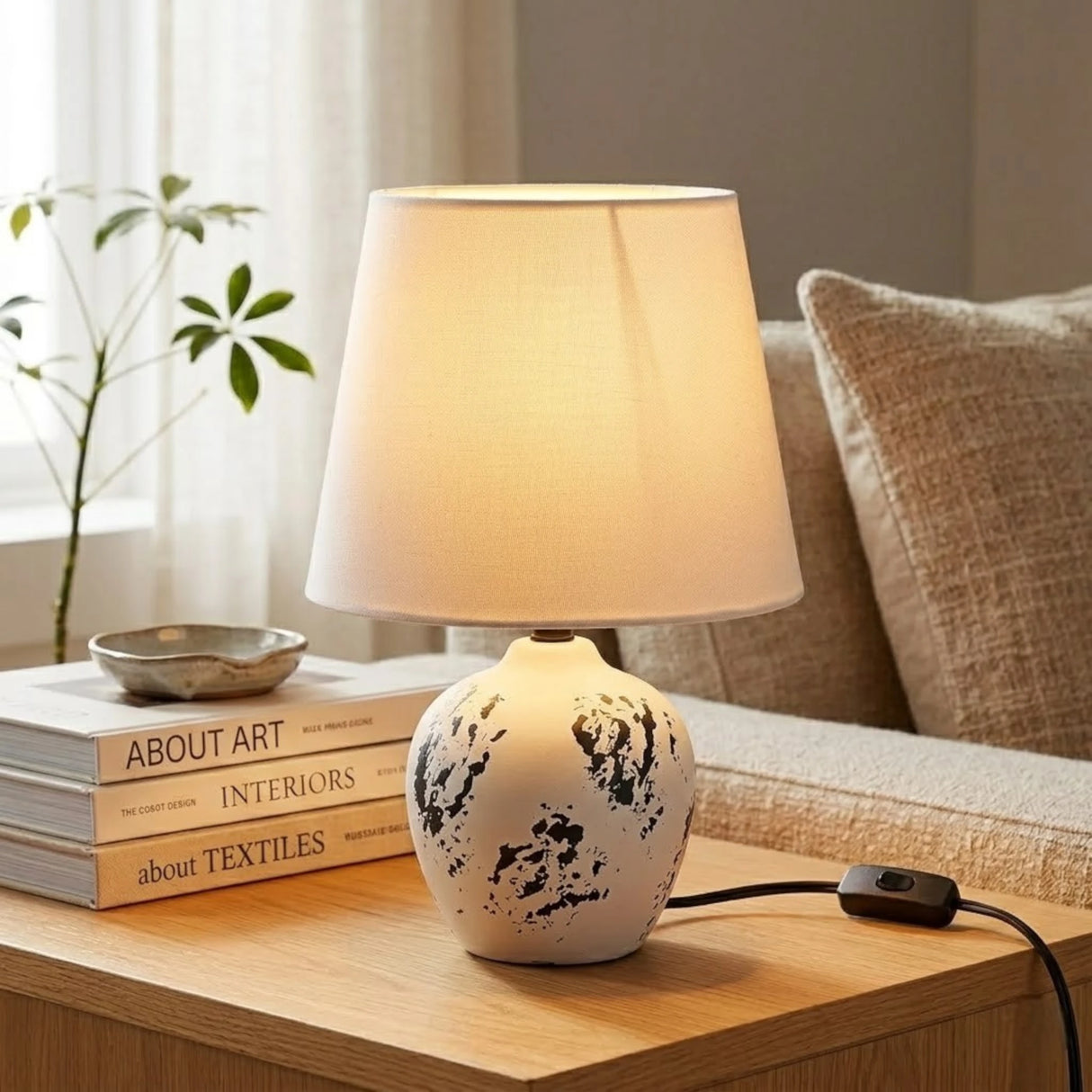 ceramic table lamp off white 12''x8'' china