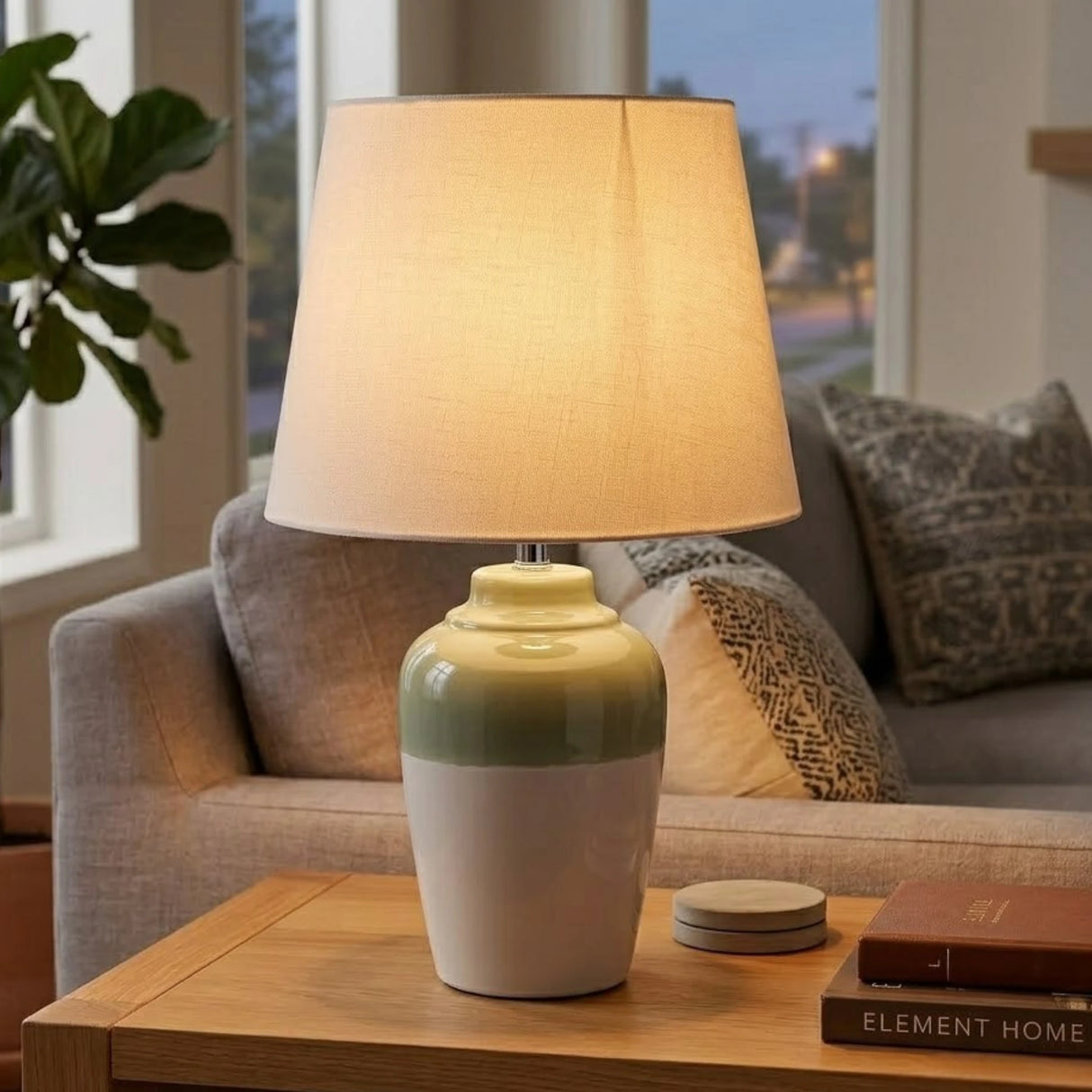 ceramic table lamp 2tone green 13''x8'' china