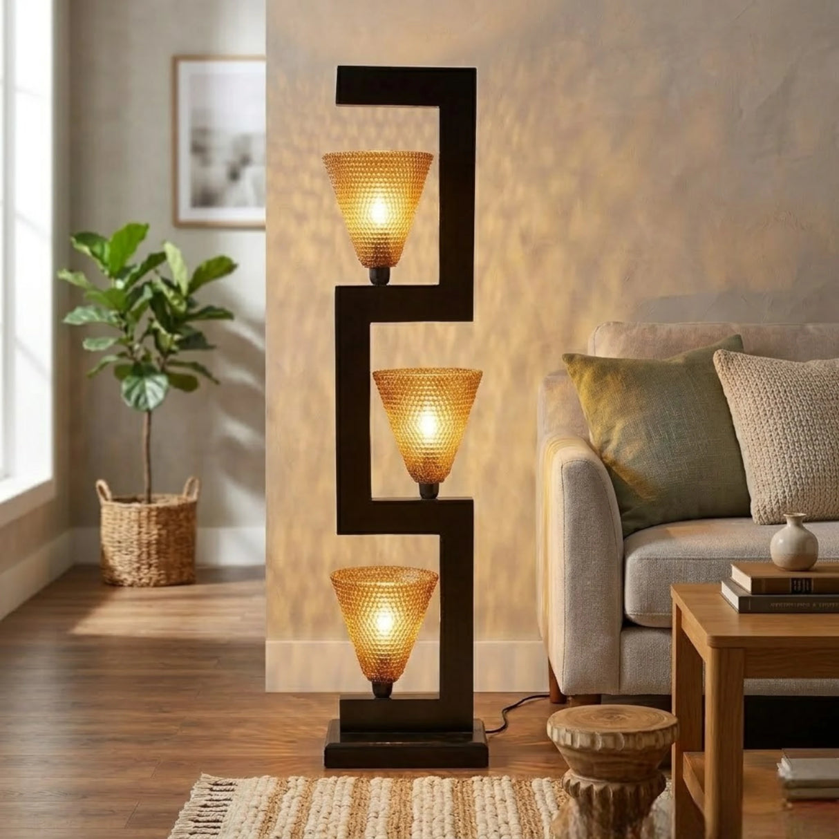 floor lamp wood s shape 50''x10''