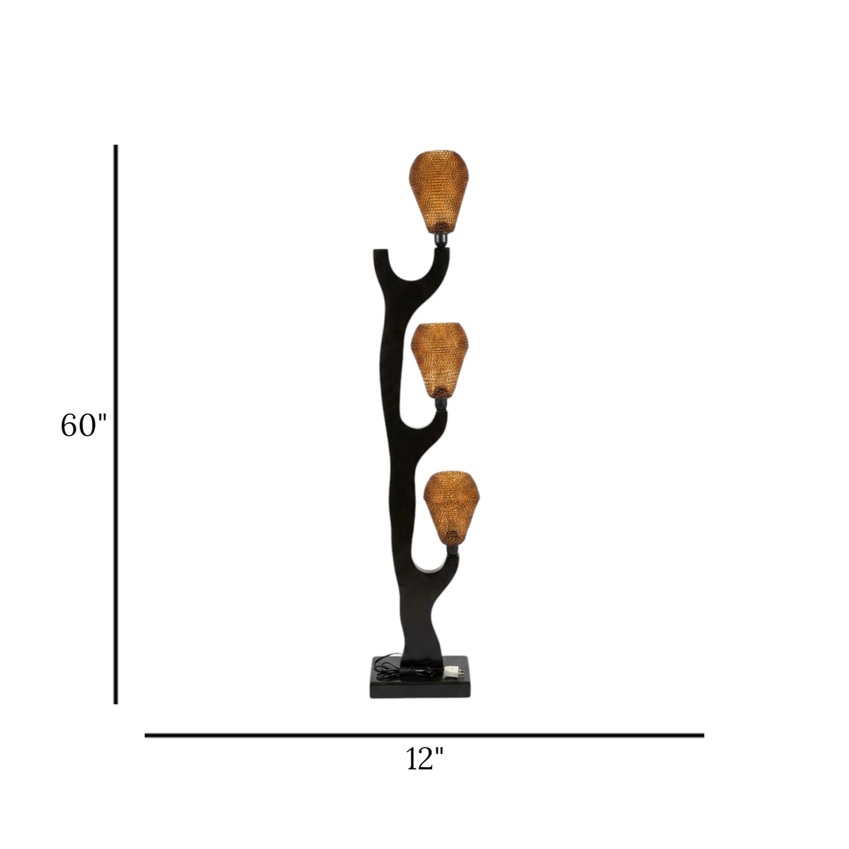floor lamp wood tri tier 60''x12''