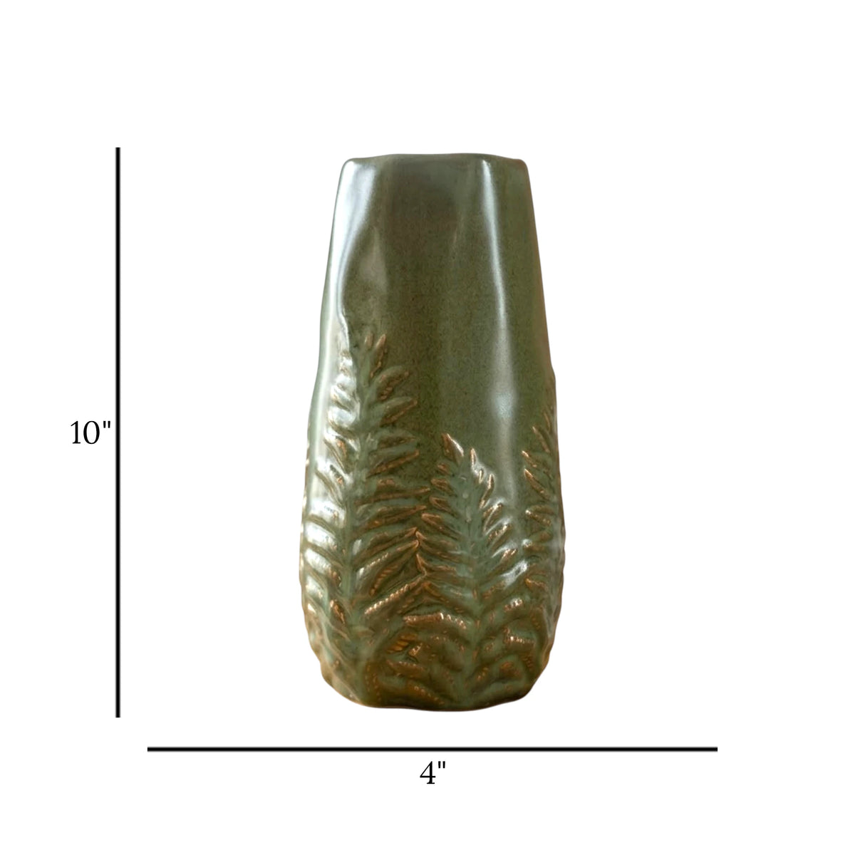 ceramic vase textured leaves green small 10x4 china