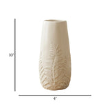ceramic vase textured leaves white small 10x4 china