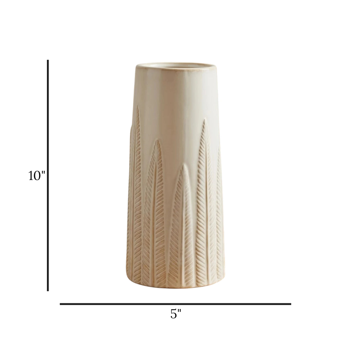 ceramic vase textured leaves white large 10x5 china