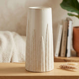 ceramic vase textured leaves white large 10x5 china