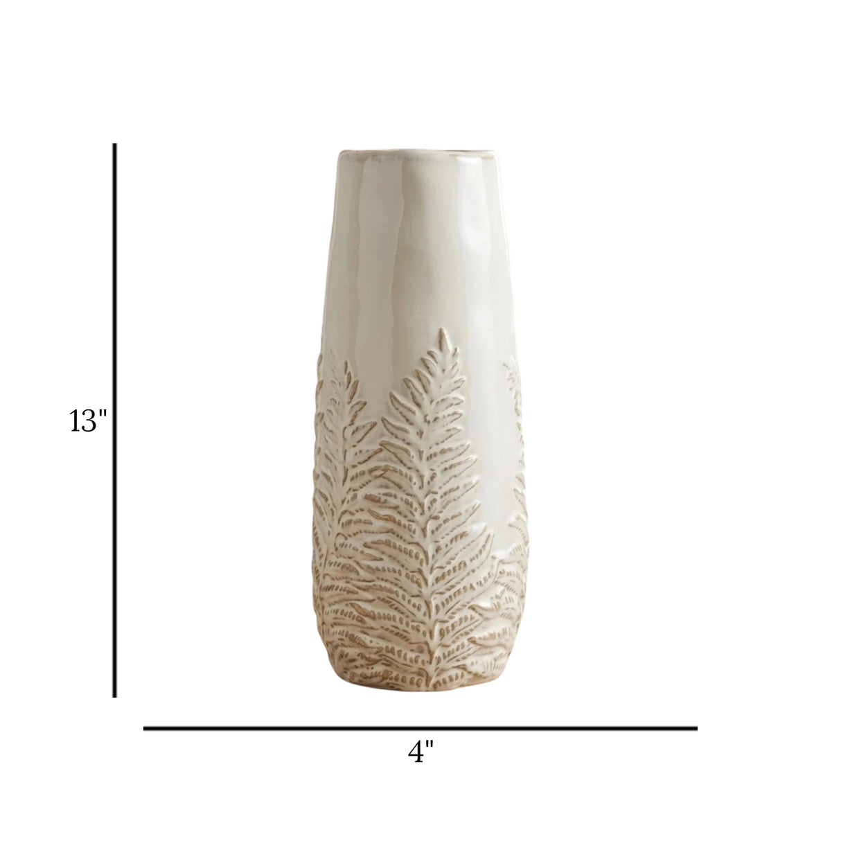 ceramic vase textured leaves white large 13x4 china