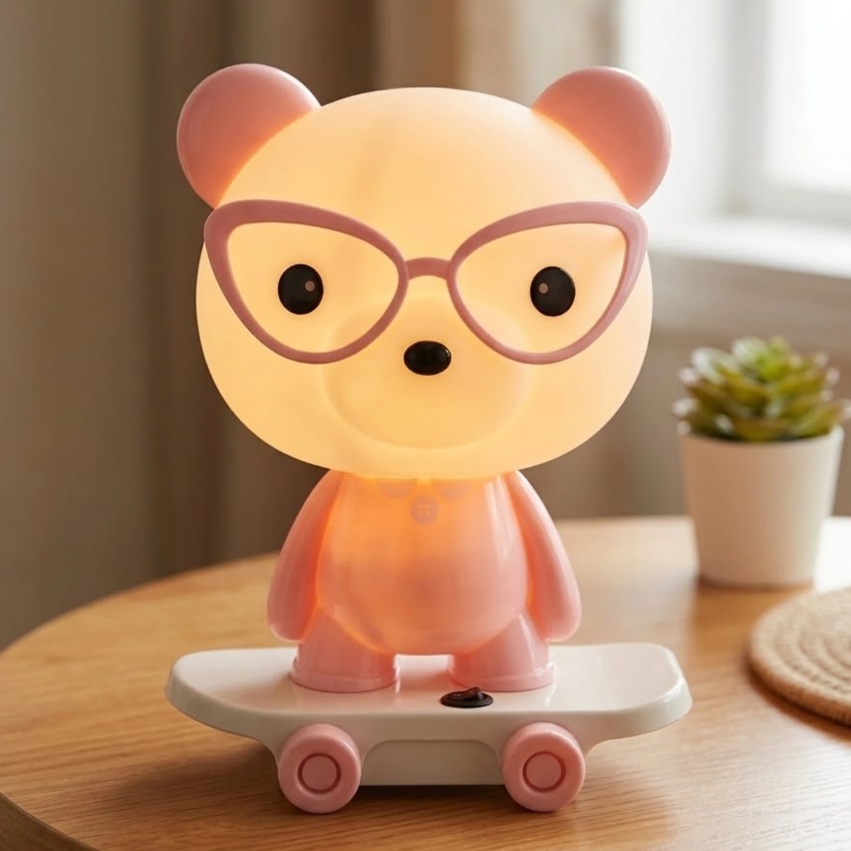 plastic baby lamp skateboard bear pink 13x9 china