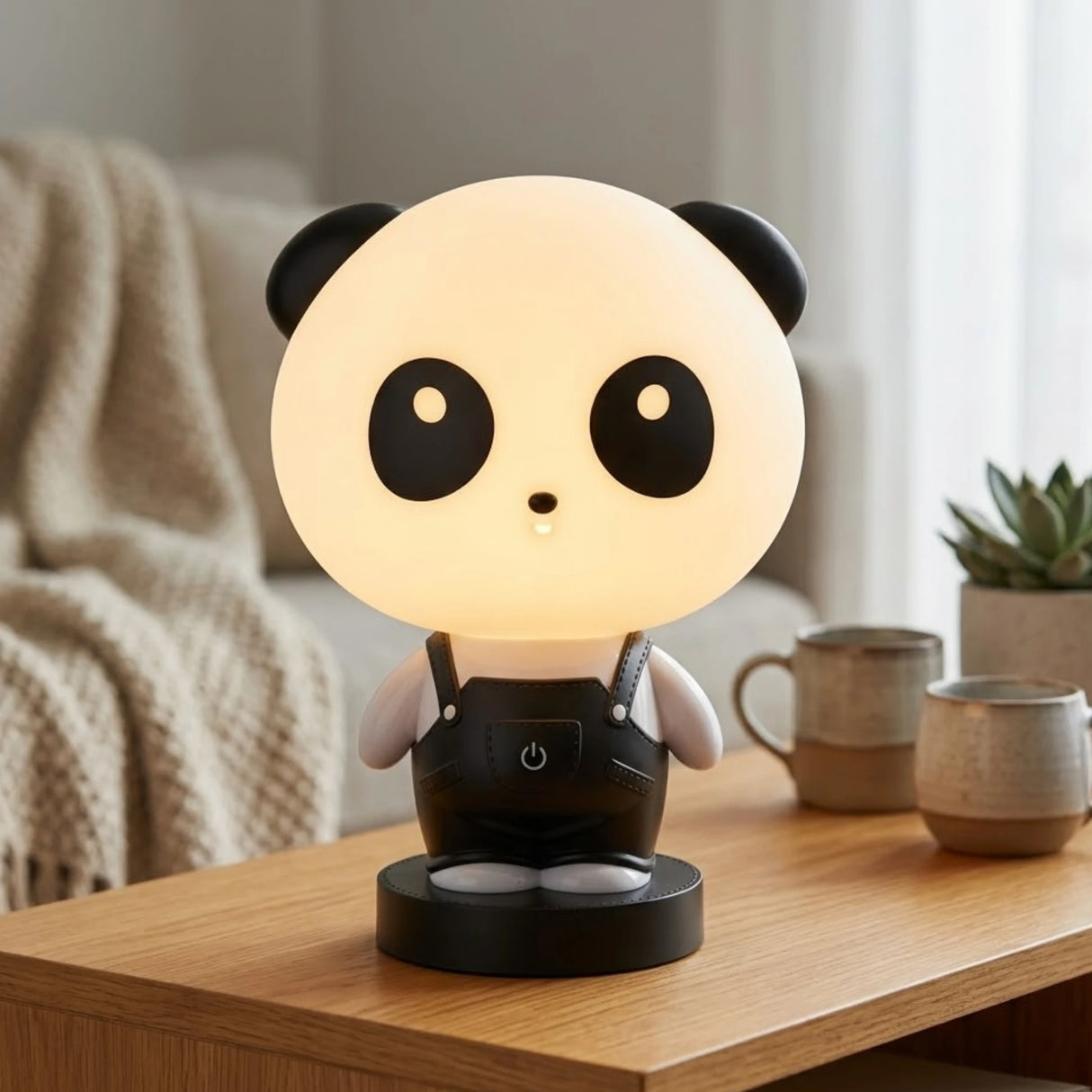 plastic baby lamp panda white & black 11x8 china