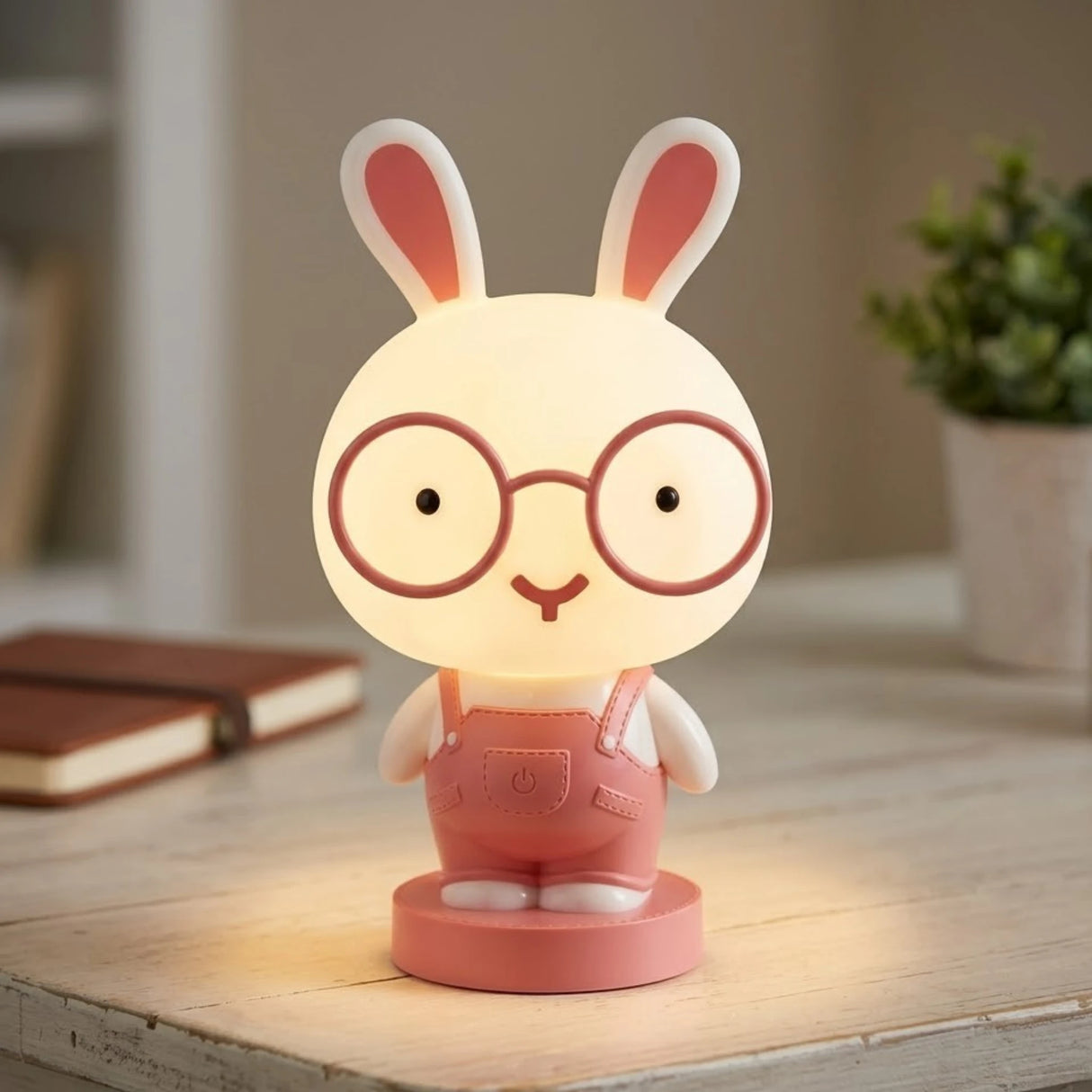 plastic baby lamp rabbit pink 10.5x5.5 china