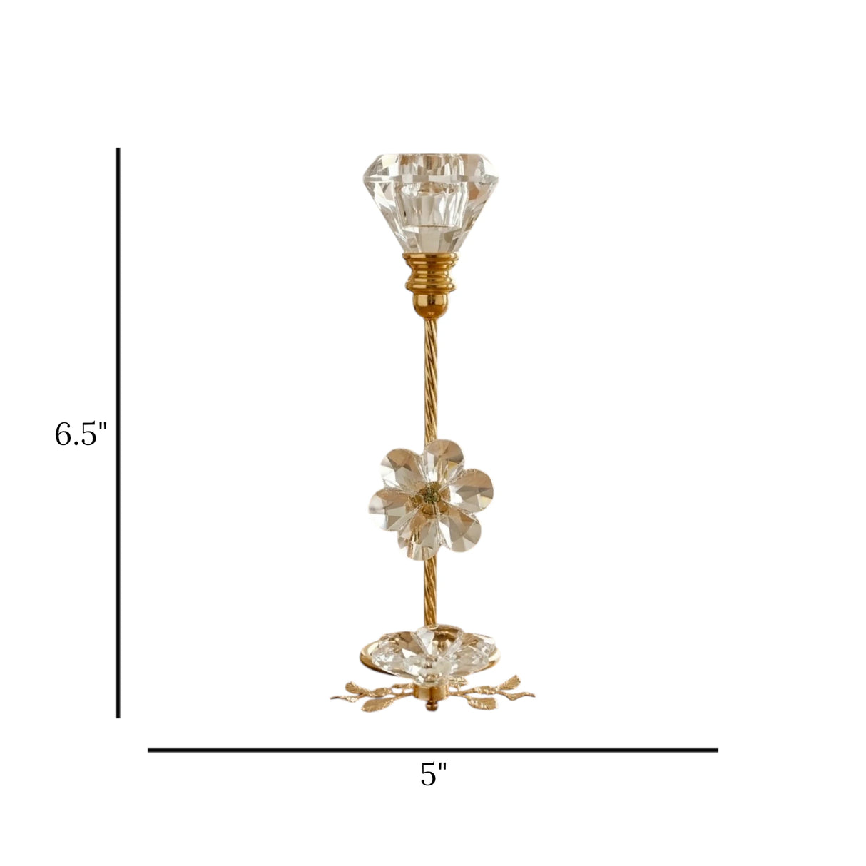 fancy metalcandle stand with 2 crystal flower small 6.5x5 china