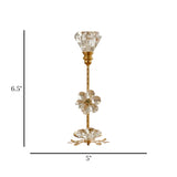 fancy metalcandle stand with 2 crystal flower small 6.5x5 china